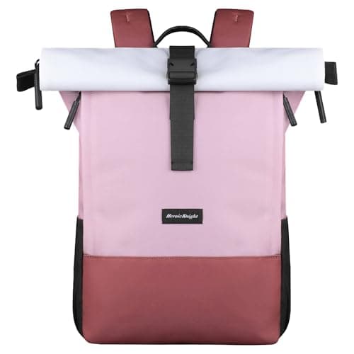 hk Mochila Enrollable Mujer para Portátil 15.6-Inch Impermeable y Ligera, Mochila Casual de Viaje y Trabajo, Backpack Casual Elegante para Universidad Escuela y Ciclismo Uni–Rosa