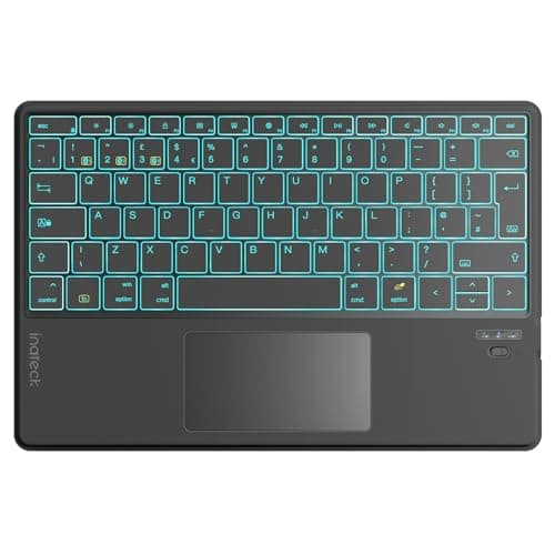 Inateck Tablet Keyboard with Touchpad, AI Function, Ultra Slim Bluetooth Keyboard for Windows/iPad OS/Android/iOS, 7-Color Backlight, Supports Self-Developed App, KB01104