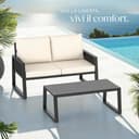 tectake® Set Salottino da Giardino, Telaio in Alluminio Antiruggine, Divano, Cuscini Spessi, Tavolo da Giardino, Regolabile, Set Salotto da Esterno, Design a Corda – Stile 2, 2 Posti + Tavolo - 8