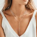 Meteorstarry Lange Y Kette mit Anhänger,Doppelkette Lang Halsreif Silberkette 925 Sterling Silber,Boho Layering Anhänger Halskette Damenkette Jewellery Boho Schmuck Ketten Geschenke für Damen Frauen - 8