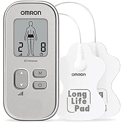 OMRON E3 Intenso Tens y Electroestimulador Muscular Portátil para Alivio del Dolor. 6 Programas Preestablecidos para Espalda, Hombros, Articulaciones y Músculos, Fácil de usar, Sin Medicamentos