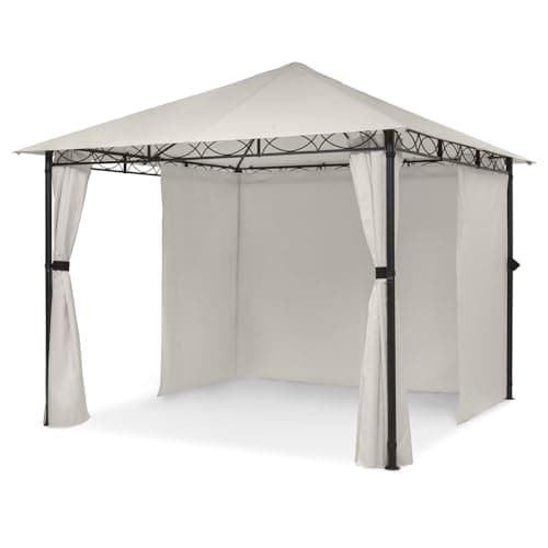 Blumfeldt Mondo - Tenda da giardino Pergola Party Gazebo, dimensioni: 2,95 x 2,6 x 2,95 m (L x A x P), 4 pannelli laterali, EasyMount Concept, protezione dalle intemperie: UV/vento/pioggia, beige