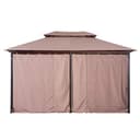 Outsunny Pavillon 3x4m Gartenpavillon mit 6 Seitenteilen Partyzelt Gartenzelt Festzelt mit Doppeldach Khaki - 6