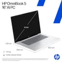 HP OmniBook 5 Next Gen AI Laptop PC, 16 Zoll 2K OLED Touch, Snapdragon X1-26-100 Prozessor (45 NPU-Tops), 16 GB LPDDR5x RAM, 512 GB PCIe SSD, Qualcomm Adreno GPU, Windows 11 Home, QWERTZ, Silber - 6