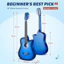 CAHAYA Guitarra Acústica De Tamaño Completo De 38 Pulgadas Con Cuerdas De Repuesto, Estuche, Correa, Púas, Cejuela, Pegatinas, Azul, CY0354 - 2