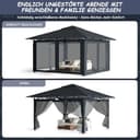 arvioo Gartenpavillon 3x3m, Gartenkomfort Deluxe, Pop Up Pavillon mit 4 Moskitoseitenwänden & Belüftungslöcher, Windschutz UV-Schutz, 3-Stufen Höhenverstellbar, Metall & 210D Oxford-Gewebe (Anthrazit - 2