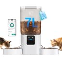 5G WiFi Automatic Cat Feeder for 2 Cats: Dual Cat Food Dispenser with Slow Feed, Smart Pet Feeder with Alexa for Multiple Pets, Auto cat Feeder, Detachable for Easy Clean-7L Large Storage - 1