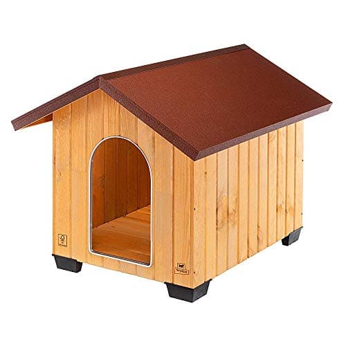 Ferplast DOMUS XL Casetta per Cani in Legno FSC - Tetto Apribile con Chiusura, Impermeabile & Anti-UV - Griglia Aerazione - Porta Antimorso in Alluminio - Piedi Isolanti - 121 x 78 x h 78,5 cm