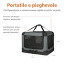 Amazon Basics Trasportino portatile e pieghevole a 4 porte, per cani e gatti, da viaggio, con lati morbidi, Grigio, M 76 cm x 54 cm x 54 cm - 4