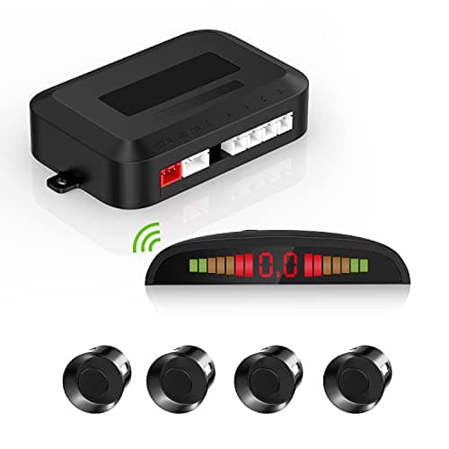Cocar Kit di assistenza al parcheggio senza fili, sistema radar di retromarcia con 4 sensori PDC, display LED senza fili della distanza con avviso acustico + 4 sensori di parcheggio posteriori color