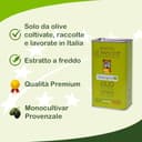 Aceite de oliva virgen extra provenzal Pugliese orgánico 100% italiano de Le Fascine producido a partir de una sola variedad provenzal (Peranzane) (lata de 5 litros) - 2