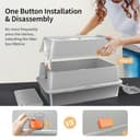 Lettiera per Gatti in Acciaio Inox, Lettiera Gatto Chiusa XXL, Toilette per Gatti Grande XL con Pala, Cassette igieniche per gatti, Doppio Strato Opaco- 60x40x39 cm - Grigio - 3