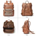 Shrrie 15,6 Zoll Laptop-Rucksack für Damen – Großer Reiserucksack aus Leder, wasserabweisend, für Freizeit, Uni, Arbeit, Handgepäck-Braun mit Leopardenmuster - 3