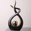 CESTATIVO Estatua de Cerámica, Escultura Modernos, Escultura de Arte Abstracta, Objetos Decoraciones, Decoración Moderna de Salas de Estar Restaurantes Escritorio/Estante (Negro Oro, Grande) - 3