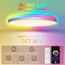 AmazeFun LED Deckenlampe 48W - Deckenlampe Dimmbar & RGBIC Nachtlicht - Smart Deckenleuchte mit Fernbedienung - Alexa/Google kompatibel, 4500lm, für Wohnzimmer, Schlafzimmer, Küche (48W-37CM) - 3