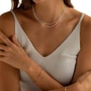 Meteorstarry Silberkette Damen 925 Ohne Anhänger,Layering Doppelte Kette Silber,Personalisiert Halskette Wasserfester Boho Schmuck Jewellery für Frauen Mädchen Freundin - 5