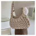 LSYHHXC Borsa Fatta a Mano in Lana Islandese Super Spessa, Borsa Lavorata a Mano e Fatta a Mano(Khaki,25X20X20cm) - 1