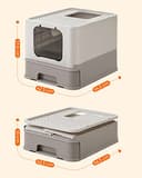 Feandrea Katzenklo, Katzentoilette, mit Deckel, ausziehbares Tablett, Schaufel, Bürste, für Katzen bis 15 kg, weniger Spuren, auslaufsicherer Boden, haferflockenfarben-warmgrau PPT001G01 - 5