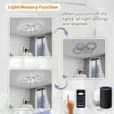 ycwdcz Plafoniera con Ventilatore da Soffitto Compatibile con Alexa, Google Assistant, Anelli Lampadario Led con Ventilatore da Soffitto, Dimmerabile, Motore DC, Ventola Soffitto con Luce - 5