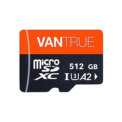 Vantrue - Tarjeta de Memoria microSDXC UHS-I U3 4K (512 GB) con Adaptador Compatible con Dashcam, Smartphone, Tableta, cámara de acción y cámara de vigilancia (512 GB)