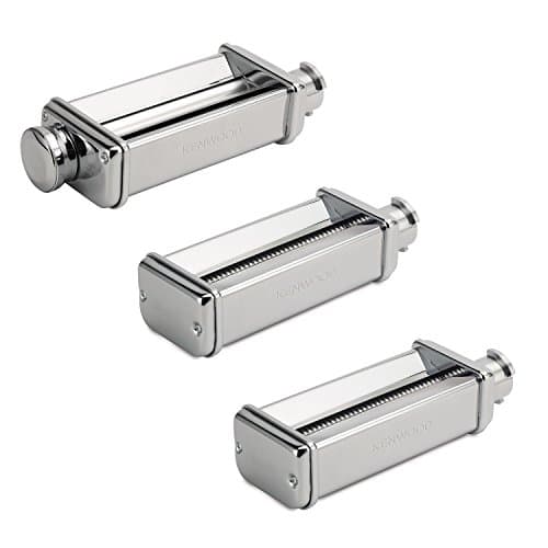 Kenwood MAX980ME Set Sfogliatrice, Tagliapasta Spaghetti e Tagliapasta per Fettuccine Accessori per Impastatrice Planetaria KCC+KVC+KVL+KMX, Acciaio Inossidabile, Argento