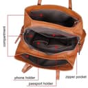 S-ZONE Bolso de Mano de Cuero Para Mujer Con Cremallera, Bolsos de Cuero Genuino Suave, Bolsos de Hombro de Gran Capacidad - 3