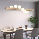 Azanaz Lampada a sospensione Legno Lampada da tavolo da pranzo Vintage,La trave di legno è lunga 120 cm, con 7 sfere di vetro - regolabile in altezza,Lampadario per Della Bar Sala da Pranzo - 9