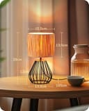 EDISHINE Lámpara de Mesa Vintage, con Pantalla Bohemia Tejida a Mano y Base de Hierro, Incluye Bombilla LED con Luz Blanca Cálida de 2700K, Ideal para Dormitorio, Sala de Estar y Oficina - 4