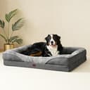 EHEYCIGA Orthopädisches Hundebett Grosse Hunde, 106.5x76x18.5cm, Memory Foam Waschbar und Wasserdicht Hundekorb mit 4 Rändern, Hundesofa Hundecouch rutschfest, Grau - 9