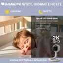 Chicco Video Baby Monitor Wi-Fi Smart AI, Telecamera 2K UHD con Visione Notturna Infrarossi, App dedicata, Luci Multicolore, Ninnenanne e Rumori Bianchi, Appendibile e Adattabile - 2