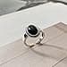 Anello In Argento 925 Da Donna,Anello Ovale Regolabile Per Donna Tondo Nero Onice Argento Sterling 925 Corda Intrecciata Design Retrò 7 Chakra Matrimonio Gioielli Eterni Regali Per Ragazze Signore - 2