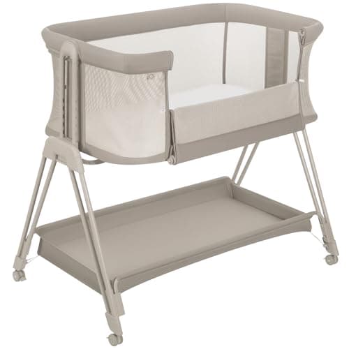 lionelo LUNA lettino portatile con materasso, co-sleeping, da neonato a 9kg, altezza e inclinazione regolabili, 4 ruote con blocco, fissaggio al letto dei genitori, arioso lettino da affiancare