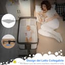 COSTWAY 3 in 1 Culla Neonato Fianco Letto, Lettino Neonato Dondolo con Materasso, Culla Co-Sleeping Fino a 9 kg, Altezza Regolabili, Inclinazione di 10°, 84 x 59,5 x 80,5cm (Grigio Scuro) - 2