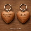 Rienco | Portachiavi personalizzato cuore in legno, bombato, incisione su entrambi i lati, 5x5x0,8 cm, ciliegio | Artigianato italiano, portachiavi cuore legno personalizzato - 5