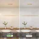YYUTLUO LED Wood Pendant Light Dining Table Pendant Light, Dimmable with Remote Control Pendant Lamp, Height Adjustable, Modern Linear Design Living Room Lamp Hanging for Office Dining Room (130cm) - 7