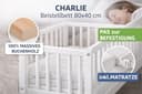 Baby Happy Bliss Lettino co-sleeping 80x40 cm CHARLIE – In legno massello di faggio – Con materasso e cinghia di fissaggio (Tortora) - 6
