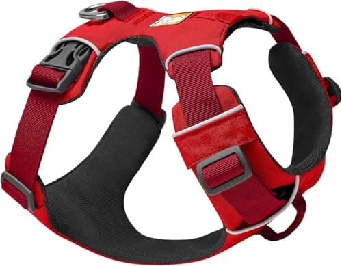 RUFFWEAR Pettorina per Cani, Front Range, Pettorina da Passeggio Imbottita Comoda Regolabile per Tutti i Giorni, 2 Attacchi per Guinzaglio, Fettuccia con Clip, Red Sumac, XX-Small