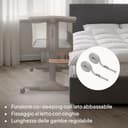 lionelo PARI Culla Co Sleeping Fianco Letto 3 in 1, Regolabile in Altezza 6 Livelli, Materasso T25 2 cm, Ruote con Blocco e Dondolo, Gambe Regolabili per Letto Continentale, Rivestimento Lavabile - 3