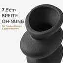 PEUZ Steinturm Vase aus Keramik – Skulpturale Keramikvase mit rauer Steinstruktur, für Trockenblumen, Pampasgras, frische Blumen oder als Dekoobjekt, handgefertigt, matt schwarz, ca. 20 cm - 4