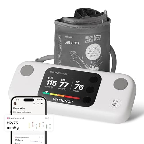 Withings BPM Vision - Monitor de Presión Arterial Inteligente | Dispositivo de monitorización cardíaca con ECG y detección de Fibrilación Auricular | Wi-Fi y Bluetooth | iOS y Android