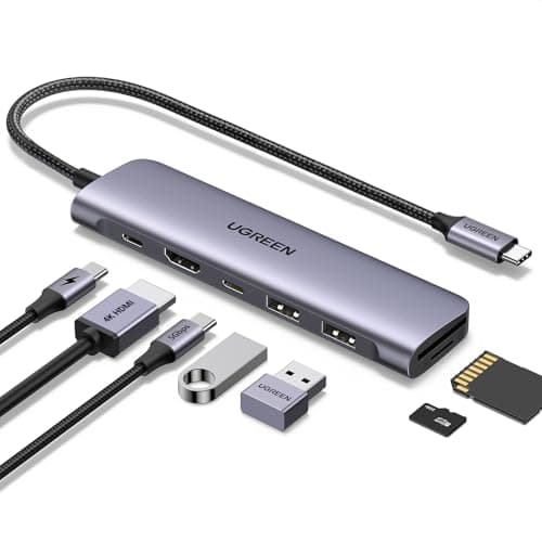 UGREEN Revodok 1071 Hub USB C HDMI 4K Adaptador Tipo C Lector Tarjeta SD TF PD 100W Carga Compatible con MacBook Pro Air M3 M2 M1, iPad, iPhone 17 Pro MAX Air, Galaxy S24