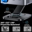 Proyector 【Google TV/1500 ANSI/Gira 360°】 XIWBSY Proyector 4K Soporte Auto Focus/Keystone, WiFi 6 Bluetooth, 38000 Lúmenes, Control por Voz Projector Netflix Oficial, Portatil Proyectores Video - 5