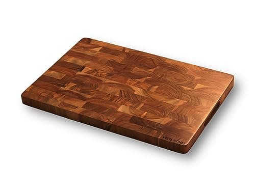 Vesta Homes Wooden End Grain Cutting Board/Chopping, Serving Board/Block for Vegetables, Fruits, Cheese and Charcuterie | Natural Acacia Wood | 18 * 12 Inches | Handcrafted in India