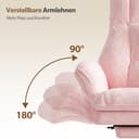 HOMRELEXA Bürostuhl Chefsessel Ergonomisch, Gaming Stuhl mit Fußstütze & 135° Verstellbarer Rückenlehne, Drehstuhl mit klappbaren Armlehnen, Hochlehner aus Teddy-Fleece Stoff – Beige - 8