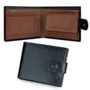 PELLE TORO All-in-One Handmade Mens Wallet with RFID Blocking, Coin Pocket, Fine Leather Card Wallet for Men with 8 Slots and Zip Section, in Wooden Mens Gift Box, Black & Brown - 1