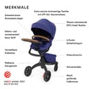 Stokke Xplory X, Royal Blue – Eleganter Kinderwagen – Anpassbarer Komfort für Baby & Eltern – Polsterung, Sicherheitsgurt & reflektierender Reißverschluss für mehr Sicherheit – Im Nu faltbar - 2