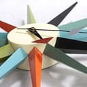 SHISEDECO Modern Sunburst Clock in Multicolor, Non Ticking Wooden Mid Century Retro Design Decorative Silent Wall Quartz Clocks for Home, Living Room, Office and Bedroom etc. - 6