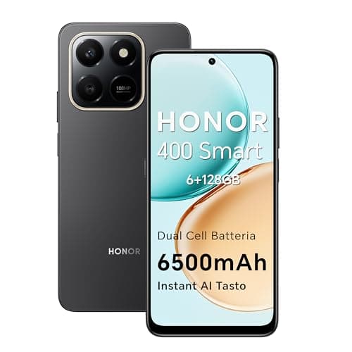 HONOR 400 Smart 4G Smartphone Dual SIM NFC Android 15, 6+128GB, 108MP+2MP con Pulsante AI Telefono, 6500mAh Dual Cell Batteria, 6.77 Pollici 120 Hz Comfort Display, 5 stelle SGS&IP65, Velvet Black