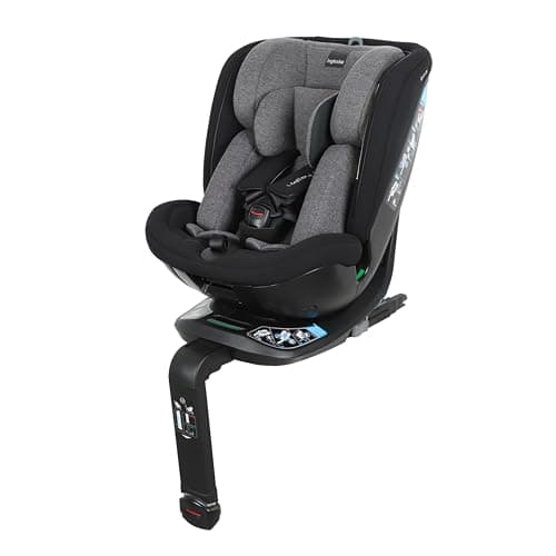 Inglesina Halley Pro, Black, Seggiolino Auto Rotante 360° ISOFIX, da 0 a 12 Anni (40-150 cm), Reclinabile e Traspirante, Omologato ECE R129/03