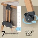 SnooBee Babybett Beistellbett Baby & Co-Sleeper – Höhenverstellbares Babybett mit Matratze, Rollen mit Bremse, atmungsaktive Mesh-Seiten & Moskitonetz, faltbar mit Tragetasche (0–6 Monate) - 5
